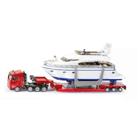 Camión de juguete con remolque de yate a escala 1:87 en miniatura de metal