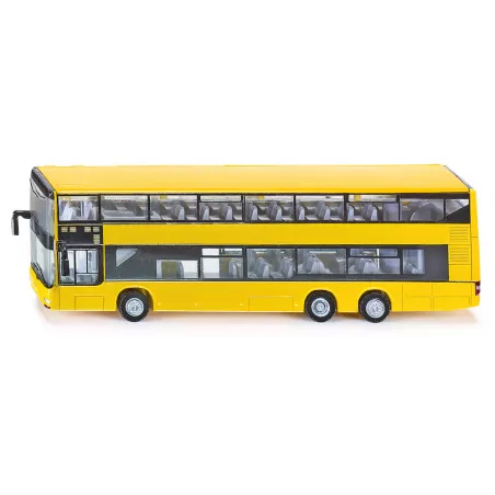 Autobús de dos pisos MAN a escala 1:87, juguete miniatura de metal y plástico detallado.