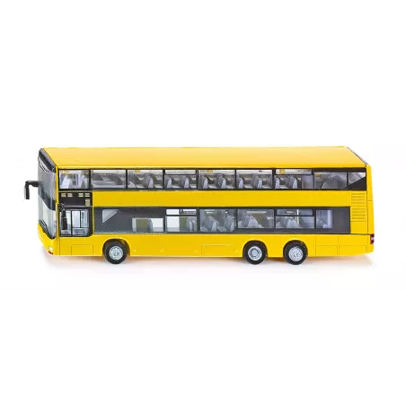 Autobús de dos pisos MAN a escala 1:87, juguete miniatura de metal y plástico detallado.