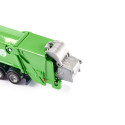 Camión de basura de juguete a escala 1:87 en metal y plástico con tolva inclinable.