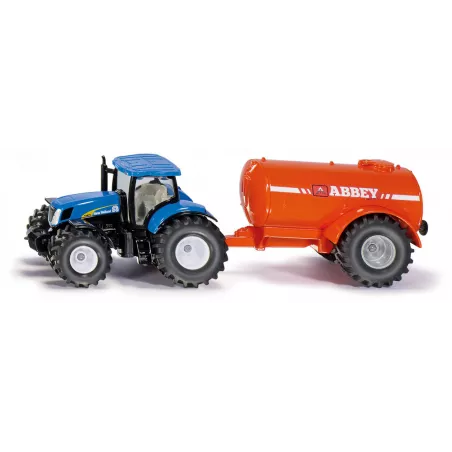 Tractor de juguete New Holland con cisterna a escala 1:50, fabricado en metal y plástico