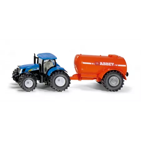 Tractor de juguete New Holland con cisterna a escala 1:50, fabricado en metal y plástico