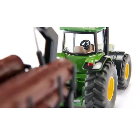 Tractor John Deere 8430 con remolque forestal - escala 1:50 - siku