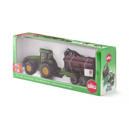 Tractor John Deere 8430 con remolque forestal - escala 1:50 - siku