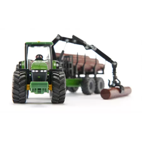 Tractor John Deere 8430 con remolque forestal - escala 1:50 - siku