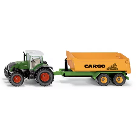 Tractor de juguete Fendt con remolque a escala 1:50 fabricado en metal y plástico