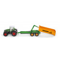 Tractor de juguete Fendt con remolque a escala 1:50 fabricado en metal y plástico