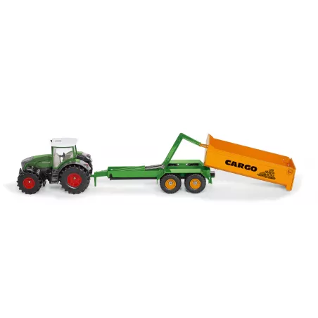 Tractor de juguete Fendt con remolque a escala 1:50 fabricado en metal y plástico