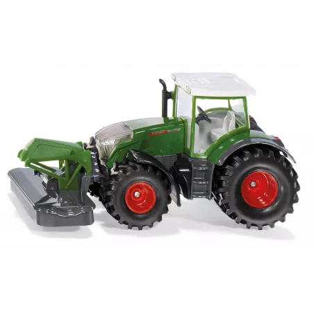 Tractor de juguete Fendt 942 Vario con segadora frontal a escala 1:50 fabricado en metal y plástico.