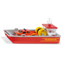 Barco de bomberos de juguete Siku escala 1:50 con camioneta Ford F150 de rescate.