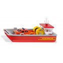 Barco de bomberos de juguete Siku escala 1:50 con camioneta Ford F150 de rescate.