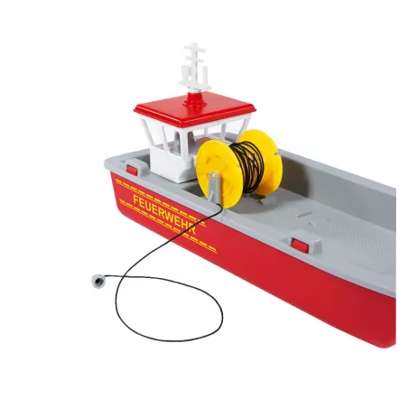 Barco de bomberos de juguete Siku escala 1:50 con camioneta Ford F150 de rescate.