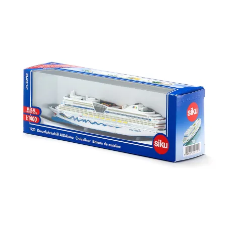 Maqueta del crucero AIDA de Siku a escala 1:1400 con casco de metal y detalles realistas.