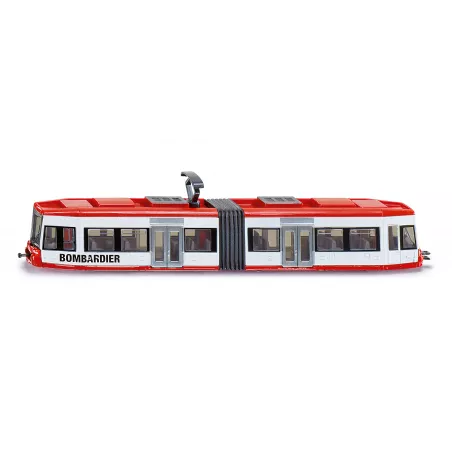 Tranvía Bombardier articulado a escala 1:87 en metal y plástico para maquetas ferroviarias.