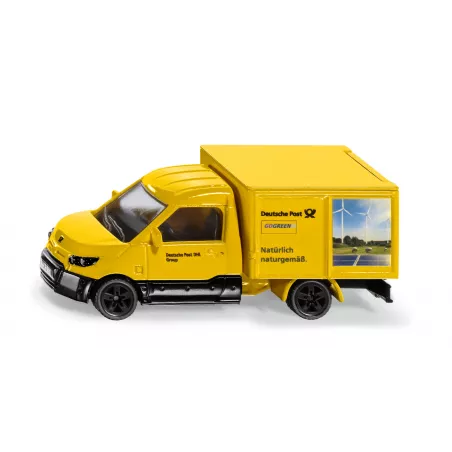 Scooter de juguete Siku a escala 1:50 para reparto de paquetes con portón trasero abatible.