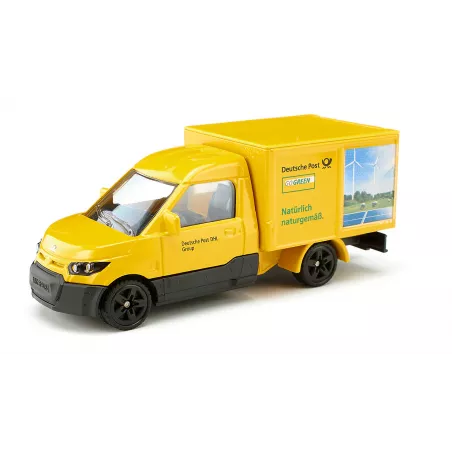 Scooter de juguete Siku a escala 1:50 para reparto de paquetes con portón trasero abatible.