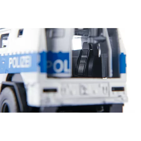 Vehículo táctico Rheinmetall MAN Survivor R a escala 1:50, réplica de metal y plástico con puertas operativas.