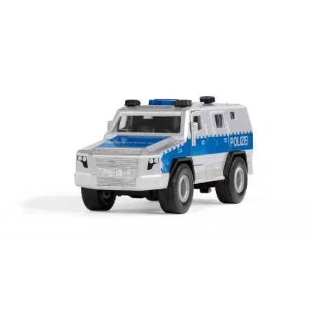 Vehículo táctico Rheinmetall MAN Survivor R a escala 1:50, réplica de metal y plástico con puertas operativas.
