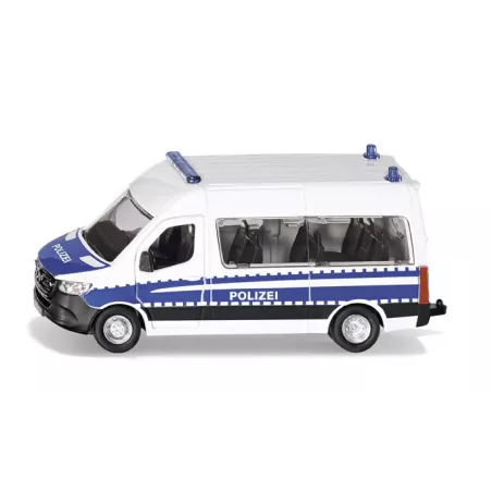 Furgoneta de policía de juguete Mercedes-Benz Sprinter a escala 1:50 con puertas practicables.