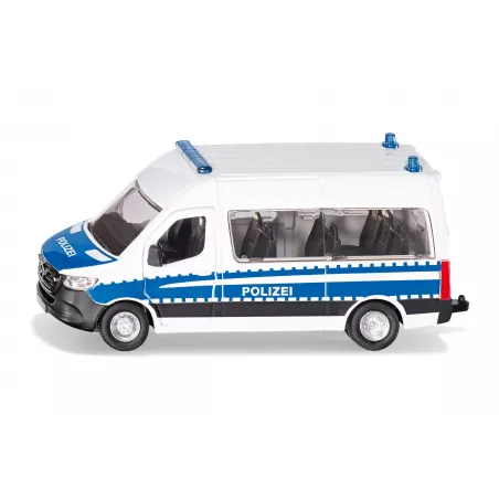 Furgoneta de policía de juguete Mercedes-Benz Sprinter a escala 1:50 con puertas practicables.
