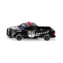 Coche de policía de juguete RAM 1500 a escala 1:50 con puertas que se abren y piezas de metal.
