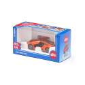 Miniatura de juguete BMW i8 LCI a escala 1:50 en metal y plástico con puertas que se abren y neumáticos cambiables.