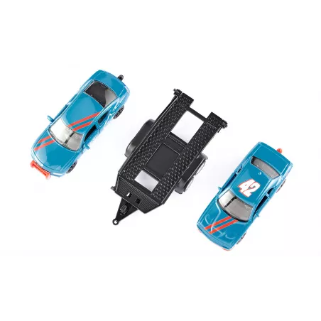 Coche de juguete Dodge Charger y SRT Racing escala 1:55 de metal con puertas que se abren.