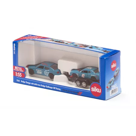 Coche de juguete Dodge Charger y SRT Racing escala 1:55 de metal con puertas que se abren.