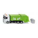 Camión de basura de juguete Mercedes Actros Siku escala 1:50 con cubo de basura