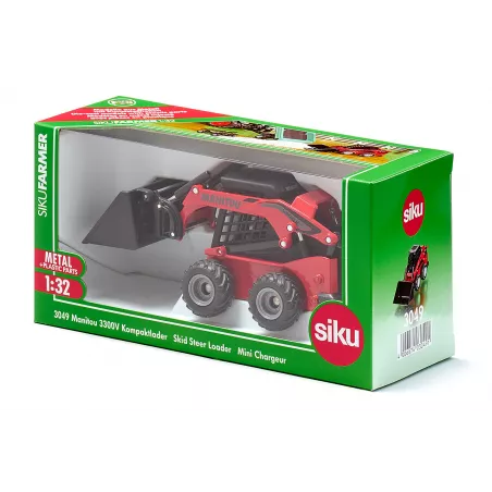 Minicargadora Manitou 3300V Siku a escala 1:32 con pala móvil y neumáticos agrícolas de juguete