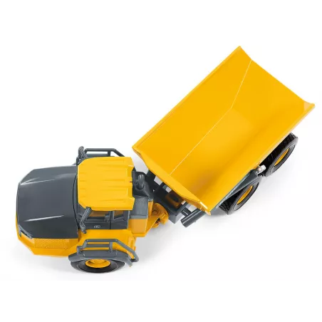 Dumper John Deere de juguete a escala 1:50 con volquete inclinable de metal y plástico.