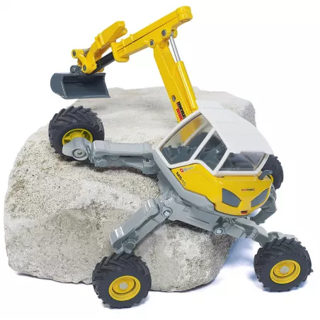 Excavadora Menzi Muck a escala 1:50, miniatura detallada de metal y plástico.