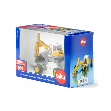 Excavadora Menzi Muck a escala 1:50, miniatura detallada de metal y plástico.
