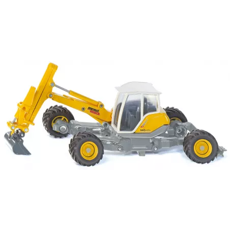 Excavadora Menzi Muck a escala 1:50, miniatura detallada de metal y plástico.