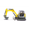 Excavadora de orugas de juguete Wacker Neuson ET65 a escala 1:50 con brazo móvil y pala funcional.