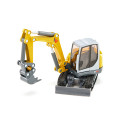 Excavadora de orugas de juguete Wacker Neuson ET65 a escala 1:50 con brazo móvil y pala funcional.