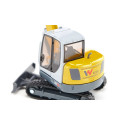 Excavadora de orugas de juguete Wacker Neuson ET65 a escala 1:50 con brazo móvil y pala funcional.