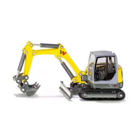 Excavadora de orugas de juguete Wacker Neuson ET65 a escala 1:50 con brazo móvil y pala funcional.