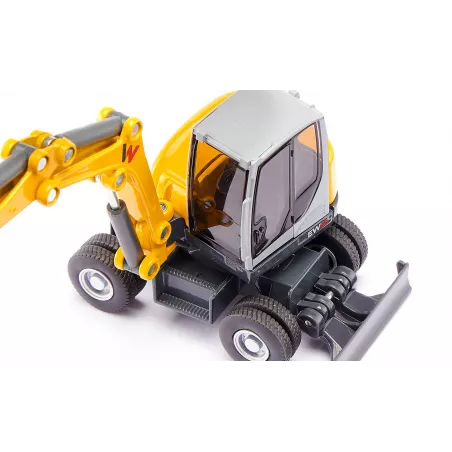 Excavadora móvil Wacker Neuson EW65 a escala 1:50 con neumáticos dobles, modelo coleccionable de metal.