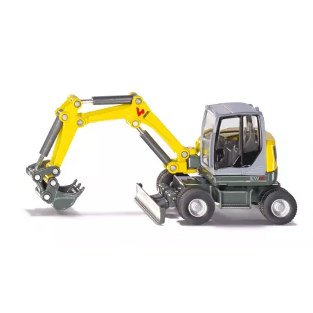 Excavadora móvil Wacker Neuson EW65 a escala 1:50 con neumáticos dobles, modelo coleccionable de metal.
