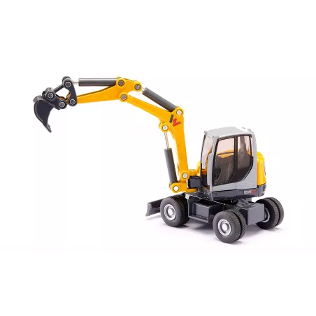 Excavadora móvil Wacker Neuson EW65 a escala 1:50 con neumáticos dobles, modelo coleccionable de metal.