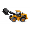 Cargadora de ruedas JCB 435S de juguete a escala 1:32 con cargador frontal móvil.