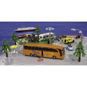 Autocar Mercedes-Benz Travego a escala 1:50 de Siku, miniatura de juguete en metal y plástico.