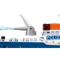 Barco policial de juguete flotante fabricado en metal y plástico resistente.