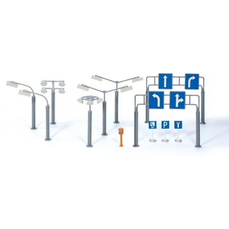 Set de señales de tráfico y luces de juguete Sikuworld para maquetas de ciudades.