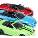 Set de coches convertibles de juguete Siku con Mercedes SLK, Audi R8 Spyder y BMW 645i en miniatura.