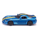 Tres coches de juguete Siku: Bugatti Veyron, Mercedes McLaren SLR y Dodge Viper de metal.