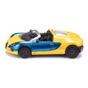 Tres coches de juguete Siku: Bugatti Veyron, Mercedes McLaren SLR y Dodge Viper de metal.