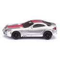 Tres coches de juguete Siku: Bugatti Veyron, Mercedes McLaren SLR y Dodge Viper de metal.