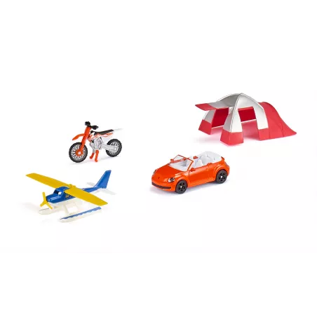 Conjunto de ocio infantil de juguete con piezas detalladas de metal y plástico.